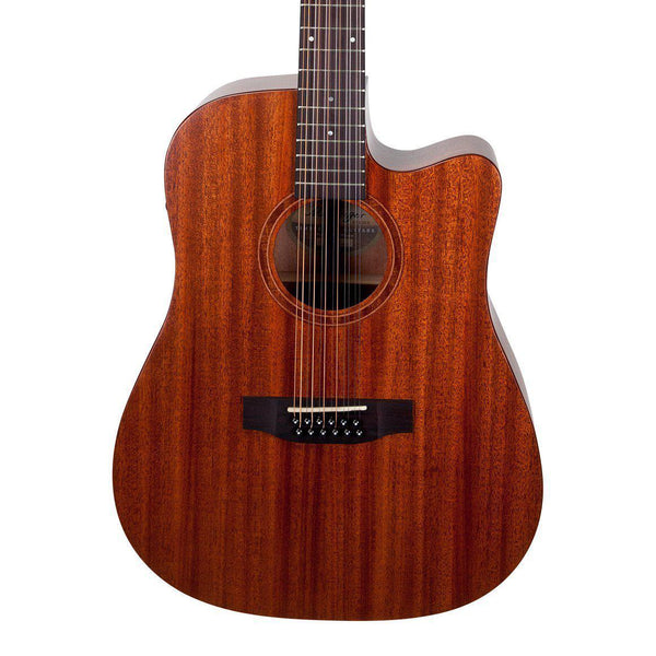 Timberidge 'Messenger Series' 12-String Mahogany Solid Top Acoustic-Electric Dreadnought Cutaway Guitar (Natural Satin)