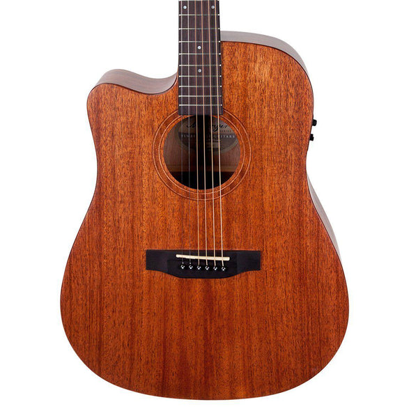 Timberidge 'Messenger Series' Left Handed Mahogany Solid Top Acoustic-Electric Dreadnought Cutaway Guitar (Natural Satin)