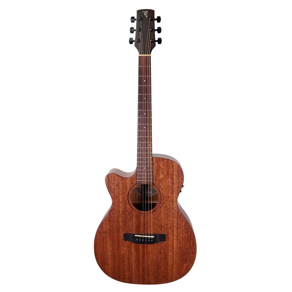 Timberidge 'Messenger Series' Left Handed Mahogany Solid Top Acoustic-Electric Small Body Cutaway Guitar (Natural Satin)-TRFC-MML-NST